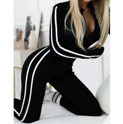 NORMA™ | V-Neck Stripe Bodycon Jumpsuit